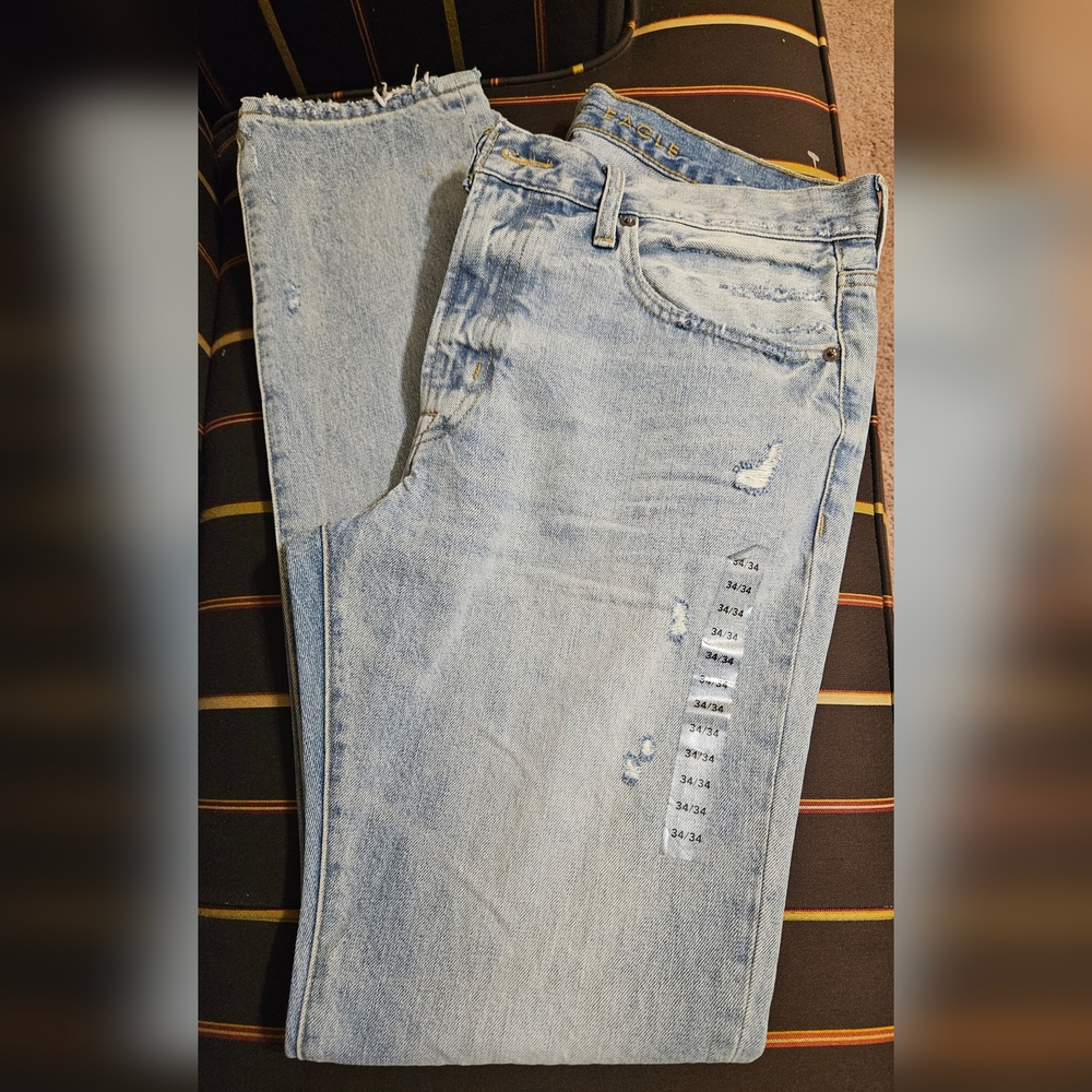 American Eagle Distressed Light Wash Jeans Men Size 34
